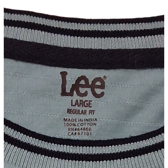 Lee NWT Teal Blue Crew Neck Ribbed Long Sleeve T-Shirt Sz. L Reg. Fit - Picture 3 of 14